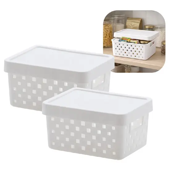 Kit 2 Caixas Organizadora Decorativa Guardar Documentos Brinquedos Acessórios Armário Despensa Cozinha com tampa