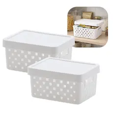 Kit 2 Caixas Organizadora Decorativa Guardar Documentos Brinquedos Acessórios Armário Despensa Cozinha com tampa