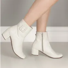 Bota Coturno Feminina Macerata Cano Curto Salto Confortável com Fivela Elegante Casual Ref: 190