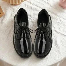 Sapato Feminino Oxford Tradicional Preto Confortável com Cadarço Clássico Ref: 501