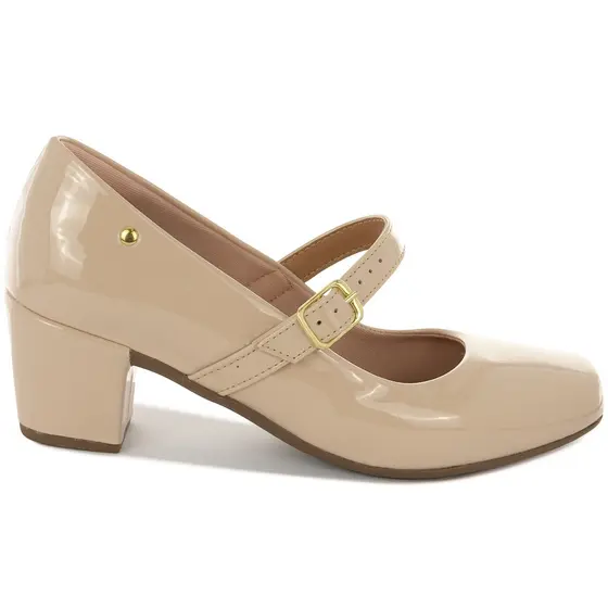 Sapato Boneca Feminino com Salto Baixo e Fivela Scarpin Elegante com Conforto Macerata Ref: 64.84