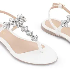 Sandália Rasteirinha Feminina com Pedras Brilhante Elegante Estilo Minimalista Macerata Ref: 100