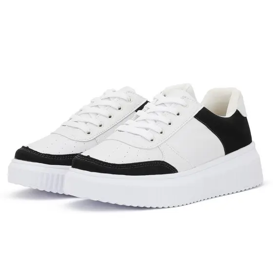 Tênis Feminino Plataforma Casual Verde e Branco, Conforto para o Dia a Dia Macerata Ref:1024