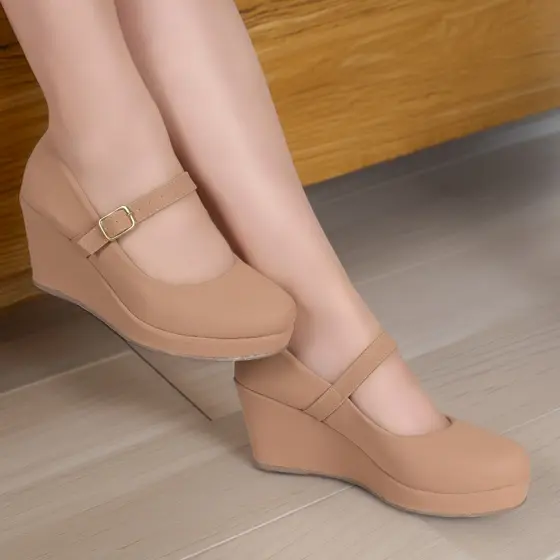 Sandália Anabela Espadrille Feminina Salto Alto Nobuck Lançamento Ref: 890