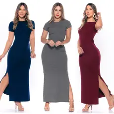 Vestido Manga Versátil Casual Manga Curta Longo Nova Moda Feminina Gestante Evangélico