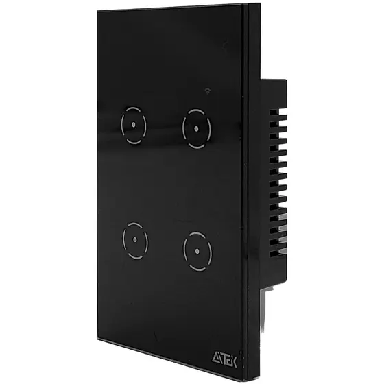 Interruptor Wi-Fi Touch 4 Botões Alto Desempenho Aitek Preto Potência 1200W Bivolt
