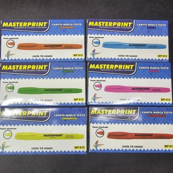 6 CAIXA DE MARCA TEXTO NEON MASTERPRINT - 72 MARCA TEXTO