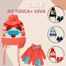Kit Touca Infantil + Par de luvas Menina Menino Quentinha
