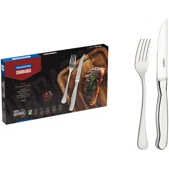 Jogo para Churrasco Tramontina Aço Inox Zurique 12 Pç