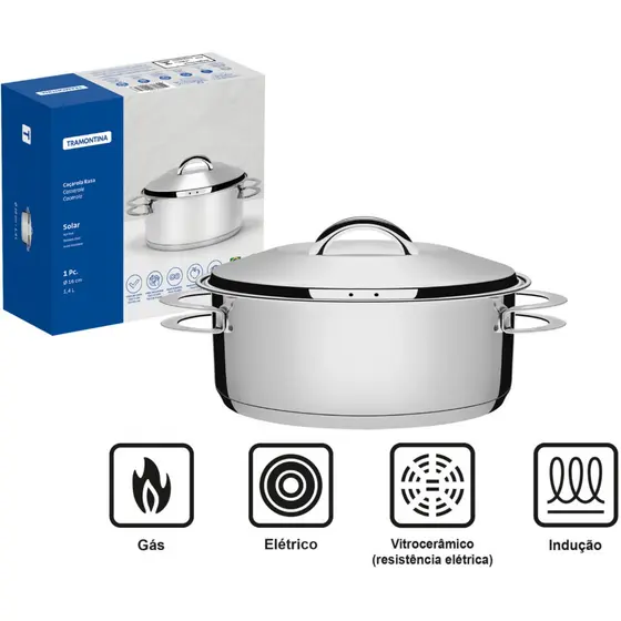Caçarola Rasa Tramontina Inox Fundo Triplo Solar 16cm