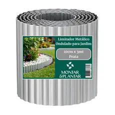 Limitador Metálico Ondulado para Jardim 10cm x 3mt Prata