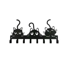 Porta Chaves Gatinhos em Metal 30x15cm Preto