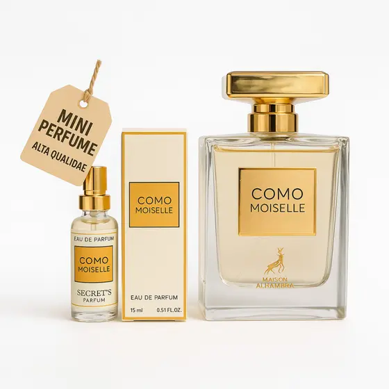 Perfume Como Moiselle 15ml | Mini Feminino Importado | Floral Elegante | Alta Fixação e Sofisticação