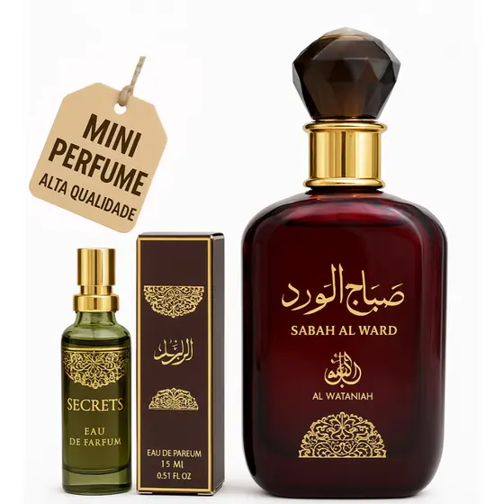 Perfume Feminino Sabah Al Ward 15ml | Mini Importado Árabe | Floral Oriental | Sedutor e Sofisticado