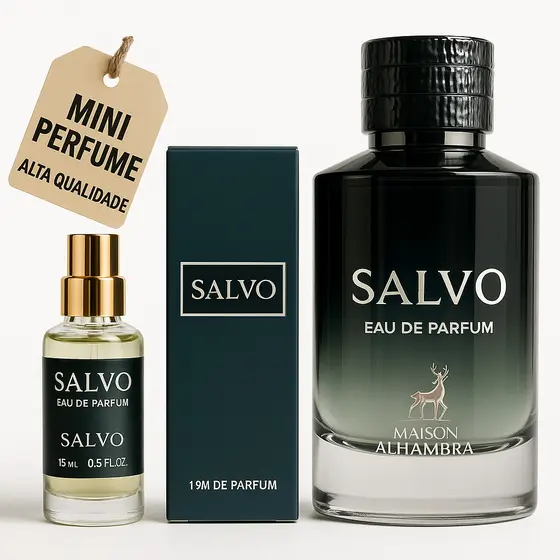 Perfume Masc. Salvo Alhambra 15ml | Mini Importado | Amadeirado | Alta Fixação e Intensidade