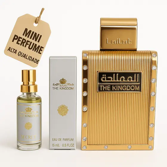 Perfume Masculino The Kingdom Lattafa 15ml - Mini Importado | Aromático Amadeirado | Alta Fixação