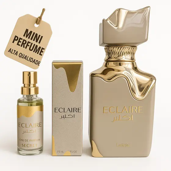 Perfume Eclaire Lattafa 15ml | Mini Feminino Importado | Floral Frutado | Elegante com Alta Fixação