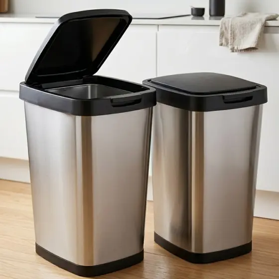 Jogo 1 Ou 2 Lixeiras Inox 9L Tampa Click Moderna Compacta Cozinha Banheiro Premium Fácil Limpeza