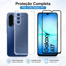 KIt Pelicula Vidro 3D Comparável Com Samsung A17 + Capa Anti Shock Capinha