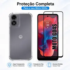 KIt Pelicula Vidro 3D Comparável Com Motorola G04S + Capa Capinha Anti Shock