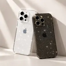 Capa de Celular Glitter Transparente Comparável com iPhone XR 11 12 13 14 15 16 Pro Max Silicone Anti-Shock