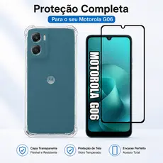 KIt Pelicula Vidro 3D Moto G06 + Capa Anti Shock Capinha Mororola