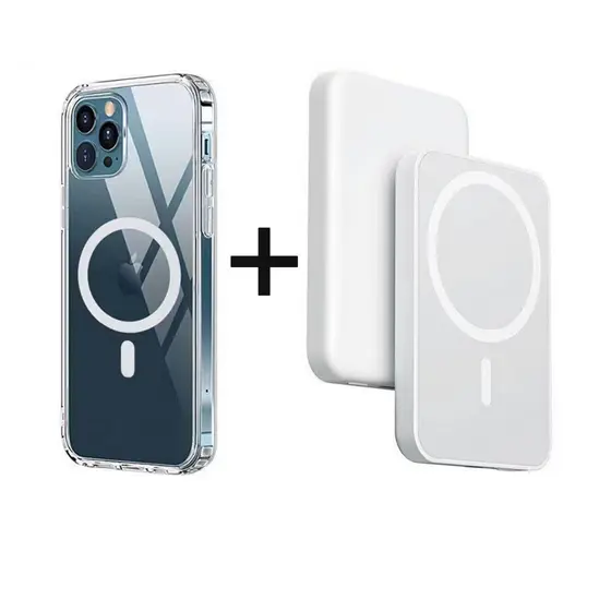Carregador Portatil Magsafe E Capa Transparente E Capa De Couro MagSafe Para iphone 14 13 12 11 X 7 8 Pro MAX Power Bank