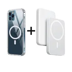 Carregador Portatil Magsafe E Capa Transparente E Capa De Couro MagSafe Para iphone 14 13 12 11 X 7 8 Pro MAX Power Bank