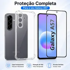 KIt Pelicula Vidro 3D Comparável com Samsung A57 + Capa Capinha Anti Shock