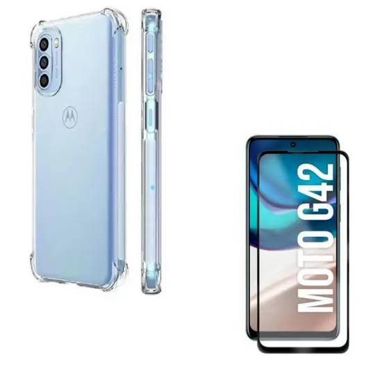 Capa Anti Impacto Transparente Para Motorola Moto G42 + Película 3D Vidro Temperado