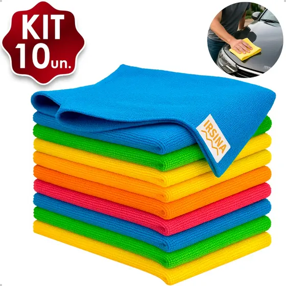 Kit Panos de Microfibra Premium Alta Absorção para Limpeza Multiuso Irsina