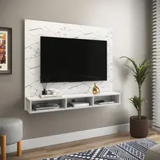 Painel Tv 50 Polegadas Nicho Inferior com Divisória Decoração Slim Quarto Sala Estar Organizador