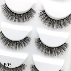 Cílios Postiços 3D E05 Natural pequeno para maquiagem efeito Mink 5 pares