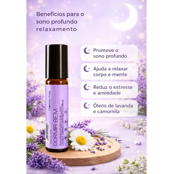 Blend Roll On Dormir Bem com Óleo Essencial Aromaterapia Pronto para Uso - 10 mL