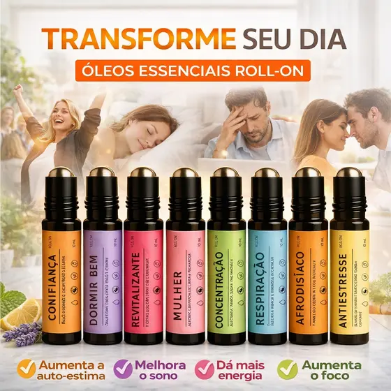 Blend Óleo Essencial Roll On Terapêutico Pronto para Uso Aromaterapia Tropfen- 10 mL