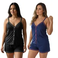 Kit 2 Pijamas Amamentação Americano de Malha blogueirinha Com Botões