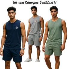 Kit 3 Pijamas Masculino Regata Verão Adulto em Malha de Qualidade Cores Sortidas