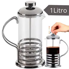 Cafeteira Prensa Francesa de Inox Vidro Cremeira para Café Leite Filtro de aço inoxidável Sortida