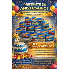Presente de Aniversário que Impressiona 🎉 30 Carrinhos  | R 499,99 - Feliz aniversário