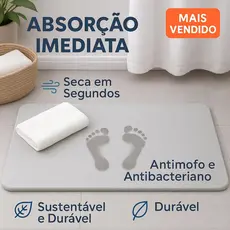 Tapete de Pedra Diatomita Para Banheiro Secagem Rápida 60cm x 40cm Antiderrapante Impermeável