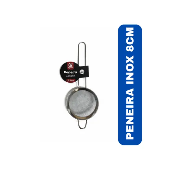 PENEIRA AÇO INOXIDÁVEL PEQUENA PARA CHÁS E SUCOS - 8CM - COM ALÇA - REDE EM INOX - SQ SO QUALIDADE