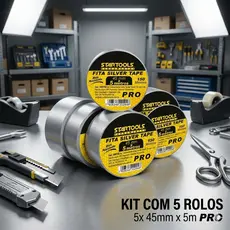 Kit 5 Fitas Silver Tape Startools Reforçada 45mm x 5m 150 Microns Alta Resistência