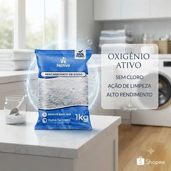 Percarbonato De Sódio 1kg Oxigênio Ativo Removedor De Manchas Multiuso