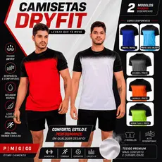 Kit 2 Camiseta Dry Fit Masculina Academia - Leve, Confortáve Tamanho Especial XG XXG EXG
