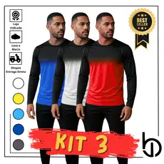 PROMOÇÃO 3 Camisas Dryfit Masculina Manga Longa Sublimada M ao GG Esporte e Casual