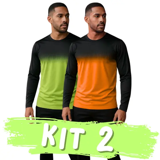 KIT 2 Camisas Masculina Dryfit Estampada M/G/GG Conforto para Esporte e Casual