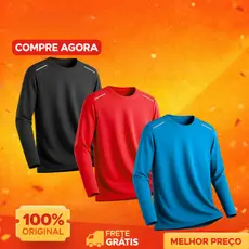 Kit 3 Camiseta Fitness Manga Longa Dry Fit Masculina Ombro Refletivo
