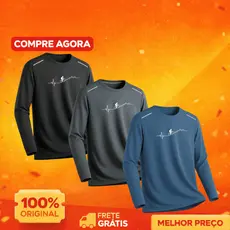 Kit 3 Camisa Dry Fit Manga Longa Esportiva Masculina Corrida Refletiva