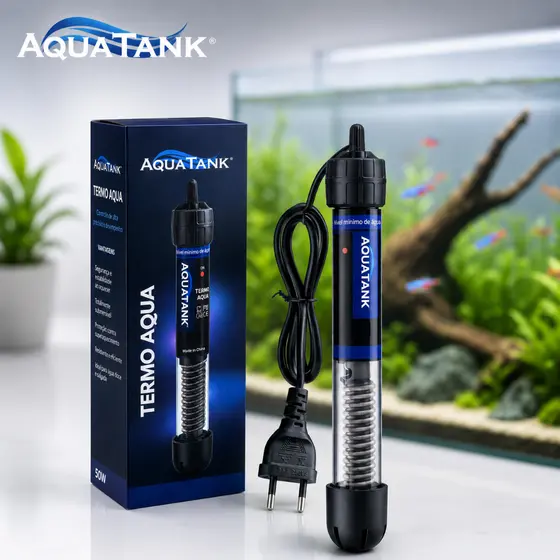 Aquecedor Com Termostato Submersível Aquatank Termo Aqua 25w P/ Aquarios 110v 220v