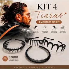 Kit Tiara Cabelo Unissex Preta Pente Masculina ou Feminina Moda Acessórios